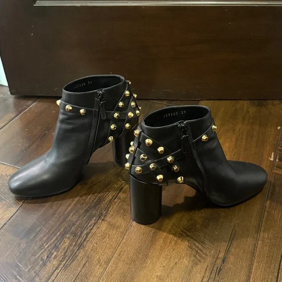 Balenciaga Black Ankle Boots with Gold Accents - Picture 4 of 5